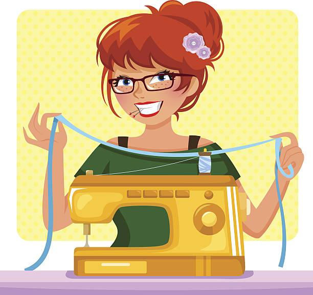 nähen-mädchen - tailor fashion designer sewing fashion stock-grafiken, -clipart, -cartoons und -symbole