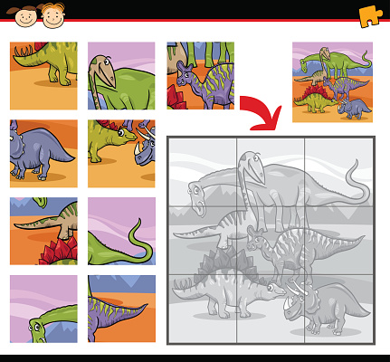Ilustración de Juego De Historieta Dinosaurios Rompecabezas y más Vectores  Libres de Derechos de Dinosaurio - Dinosaurio, 2015, Animal - iStock
