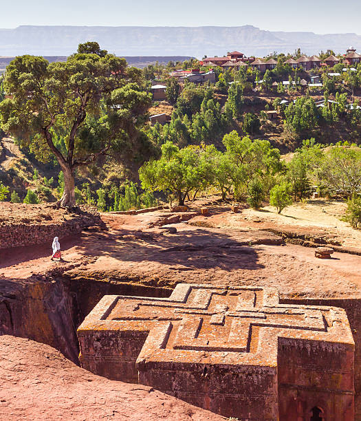 église saint-george de lalibela en éthiopie - saint giorgis photos et images de collection