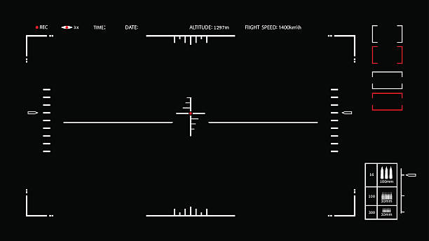 ilustrações, clipart, desenhos animados e ícones de ataque aéreo modelo do visor - viewfinder