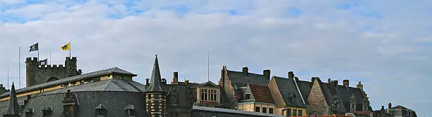 The city of Ghent (Belgium).  Skyline of the centre of the midieval city.  In the back is the Castle of the Counts (Gravensteen).  More pictures are in my "Ghent"-lightbox !