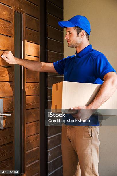 Delivery Direct To Your Door Stock Photo - Download Image Now - Box - Container, Delivering, Door