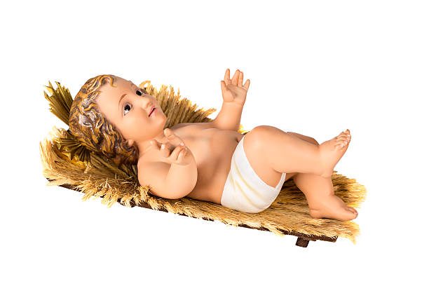 Statue of Jesus lying on a manger