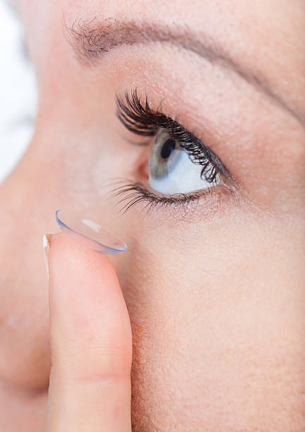 istock Woman eye with contact lens applying 479077596