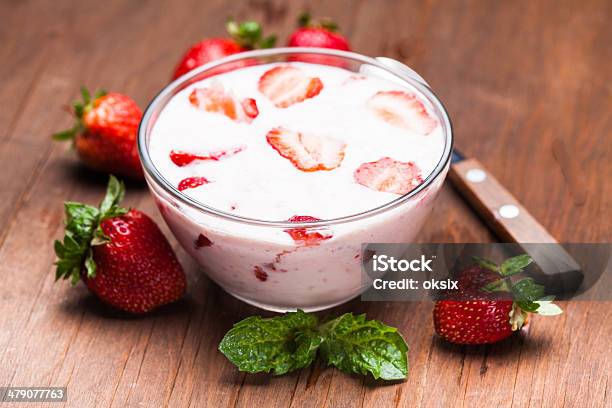 Strawberry Yoghurt Stock Photo - Download Image Now - Close-up, Cream - Dairy Product, Dairy Product