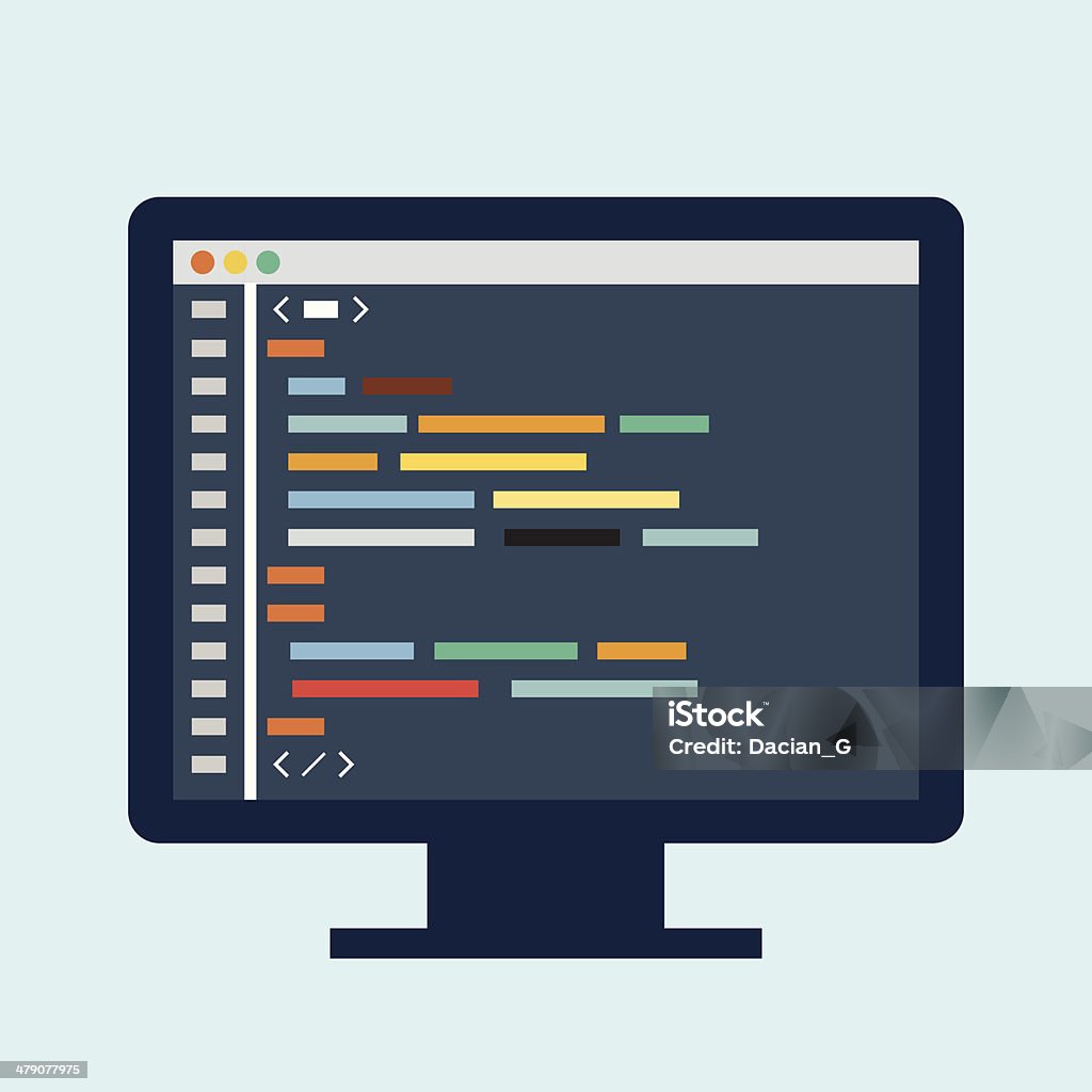 Code Editor On A Monitor Stock Illustration - Download Image Now ...