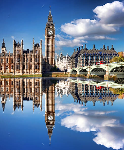 Big Ben with bridge in  London, England