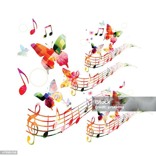Abstract Music Background With Butterflies Stock Illustration - Download Image Now - Butterfly - Insect, Music, 2015