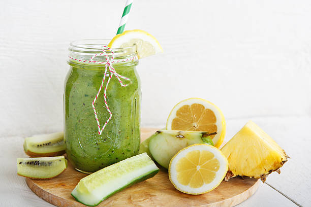 istock Fresh organic green smoothie with salad, apple, cucumber, 479087533