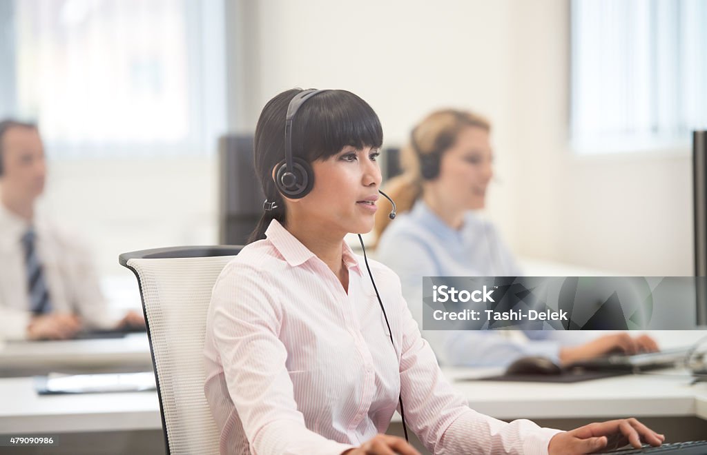 Call Center People working in call center. Support Stock Photo