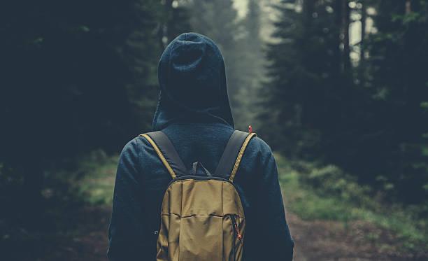istock Traveler with backpack walking in a foggy forest 479097672