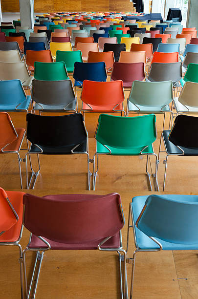 Back of colorful chairs