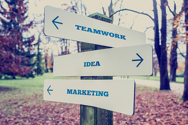 istock Road Sign with Teamwork, Idea and Marketing Label 479104204