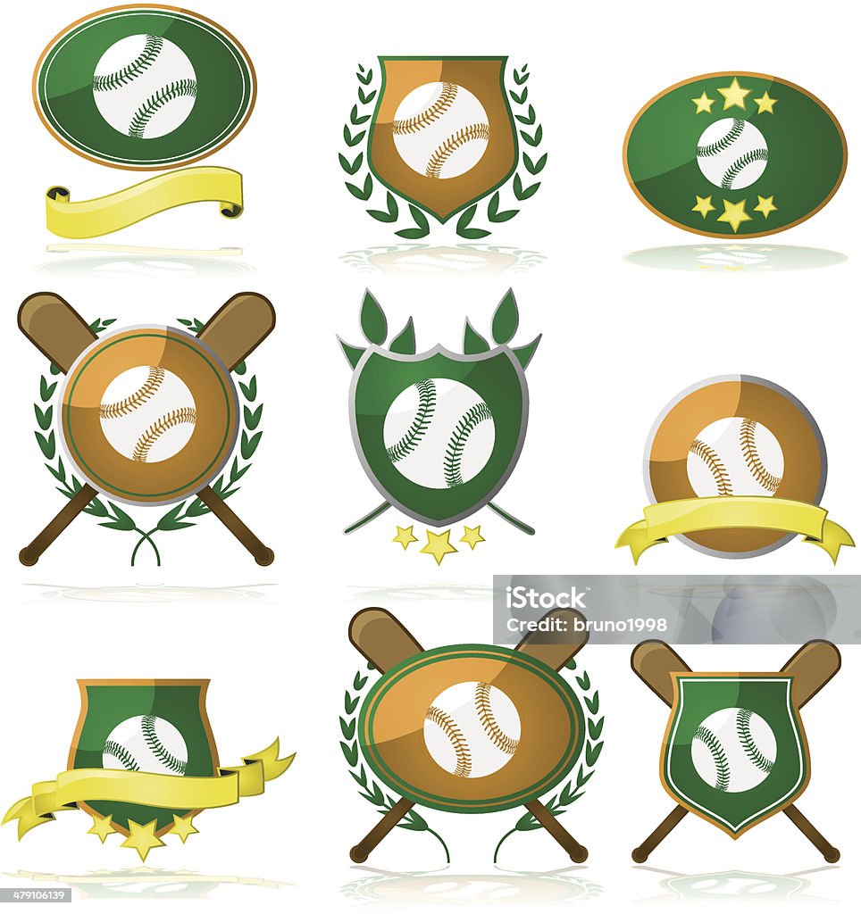 Badge di Baseball - arte vettoriale royalty-free di A forma di stella