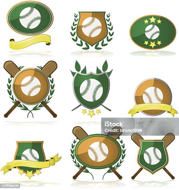 Badge Di Baseball - Immagini vettoriali stock e altre immagini di A forma di stella - A forma di stella, Allenamento estivo di baseball, Badge