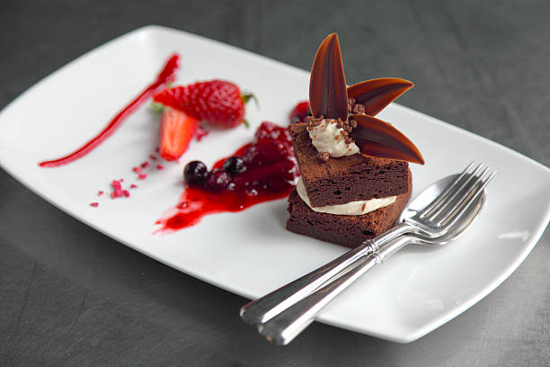 istock Plated choclate brownie desert 479106243