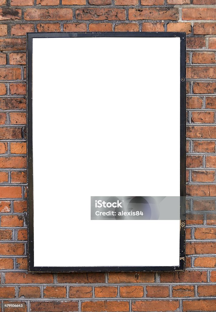 Пустой рекламный щит на фоне кирпичной стены - Стоковые фото Вертикальный роялти-фри