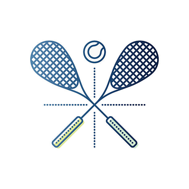 squash-schläger und ball - squash racket stock-grafiken, -clipart, -cartoons und -symbole