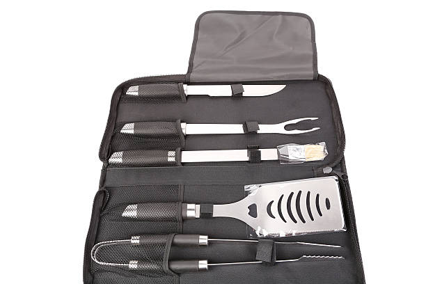istock Set of tools for bbq in black bag. 479108835