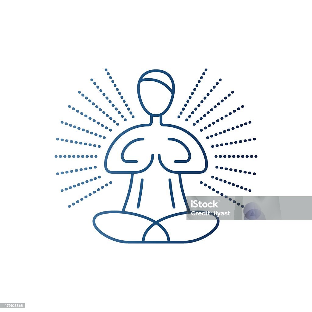 Yoga Lotus Pose Thin line icon yoga lotus pose symbol for meditation compositions. Modern style vector illustration concept. Mindfulness stock vector