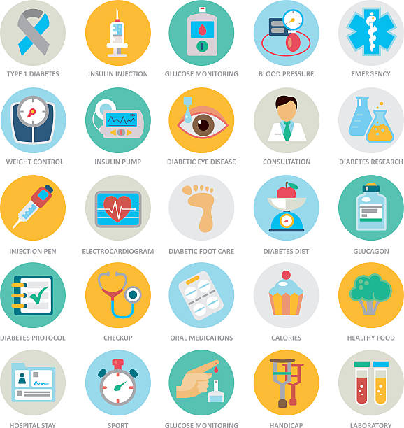 ilustrații de stoc cu diabet zaharat medical duotone circle icon set - diabet