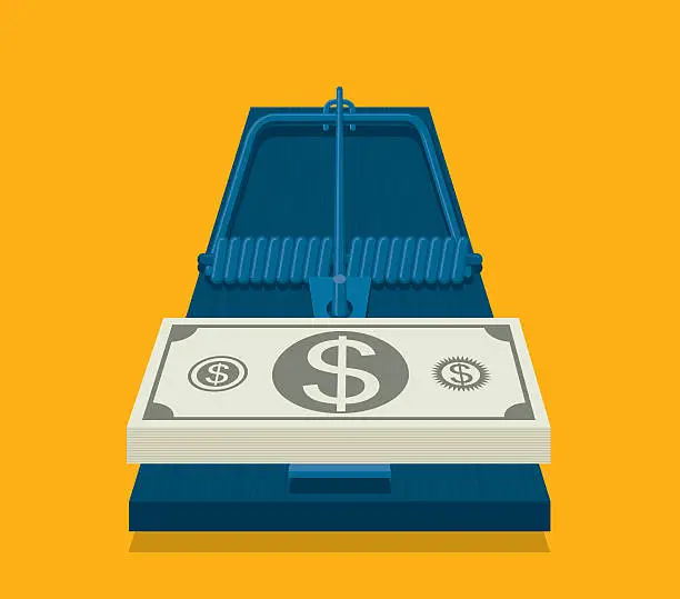 Vector illustration of Money and mousetrap