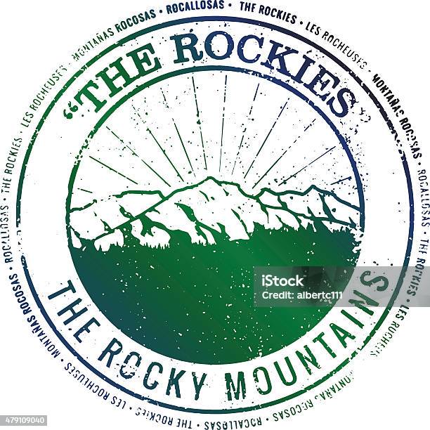 Ilustración de Sello De Viaje De Las Montañas Rocosas y más Vectores Libres de Derechos de Montañas Rocosas - Montañas Rocosas, Colorado, Montaña