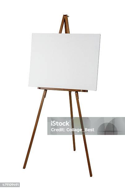 Wooden Easel With A White Canvas Stock Photo - Download Image Now - Art And Craft, Artist, Billboard