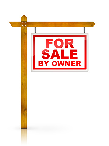 Real Estate Sign â For Sale by Owner. 2D artwork. Computer Design.