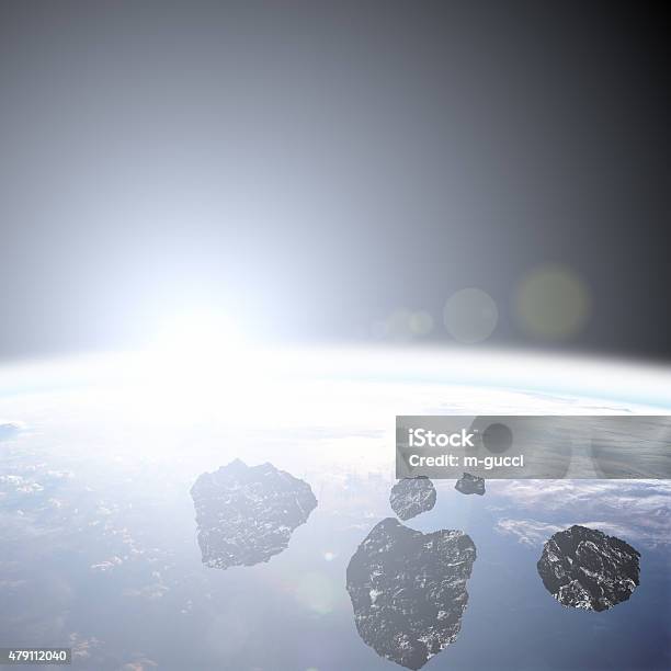 Asteroid Belt With A Starless Background And Planet Stock Photo - Download Image Now
