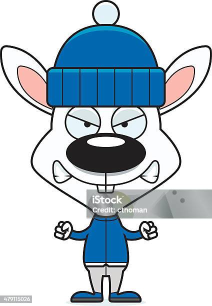 Cartoon Angry Winter Bunny Stock Illustration - Download Image Now - 2015, Anger, Animal