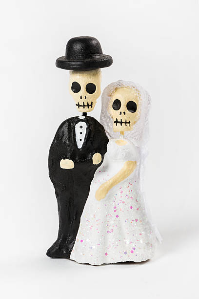 스켈레톤 웨딩 커플입니다 - day of the dead mexico bride human skeleton 뉴스 사진 이미지