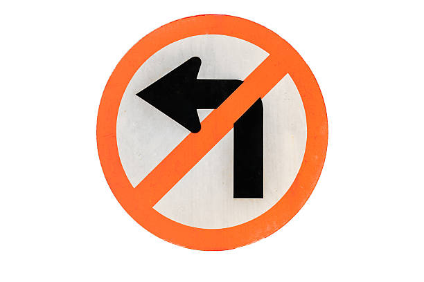 istock Do not turn Left traffic sign on white 479121197