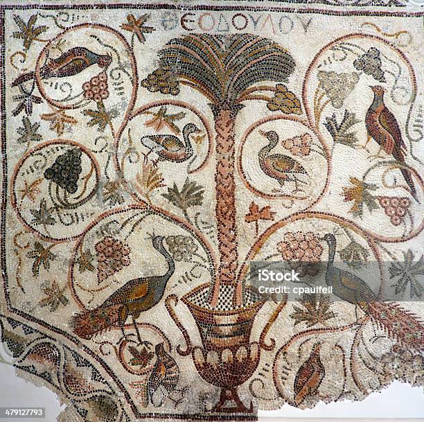 Palm Tree And Birds Stock Photo - Download Image Now - Mosaic, Byzantine, Grape