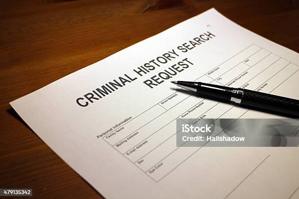 Criminal History Search Document Stock Photo - Download Image Now - Examining, Police Force, Backgrounds