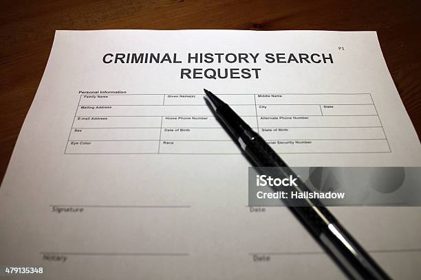 Criminal Background Search Stock Photo - Download Image Now - 2015, Application Form, Backgrounds