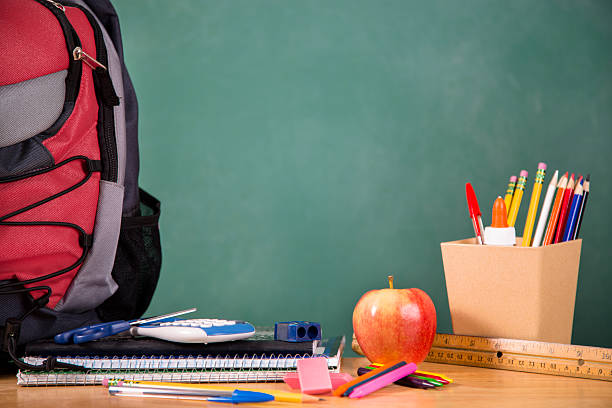 istock Back to school. School supplies, backpack on desk. Education. 479142308