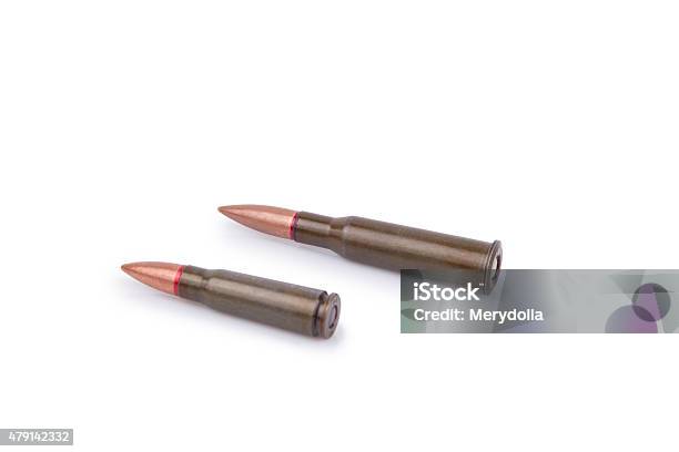 Two Rifle Bullets Stock Photo - Download Image Now - 2015, AK-47, Ammunition