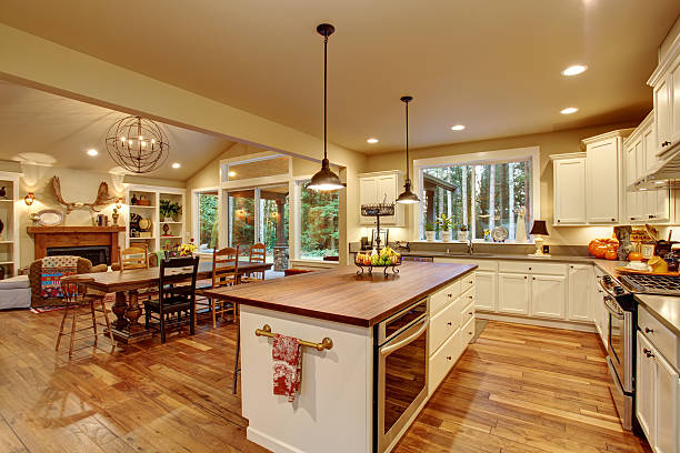 istock Classic kitchen with hardwood floor and an island. 479146254