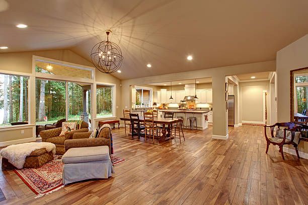 istock Well lit dinning room with connected living room. 479146410