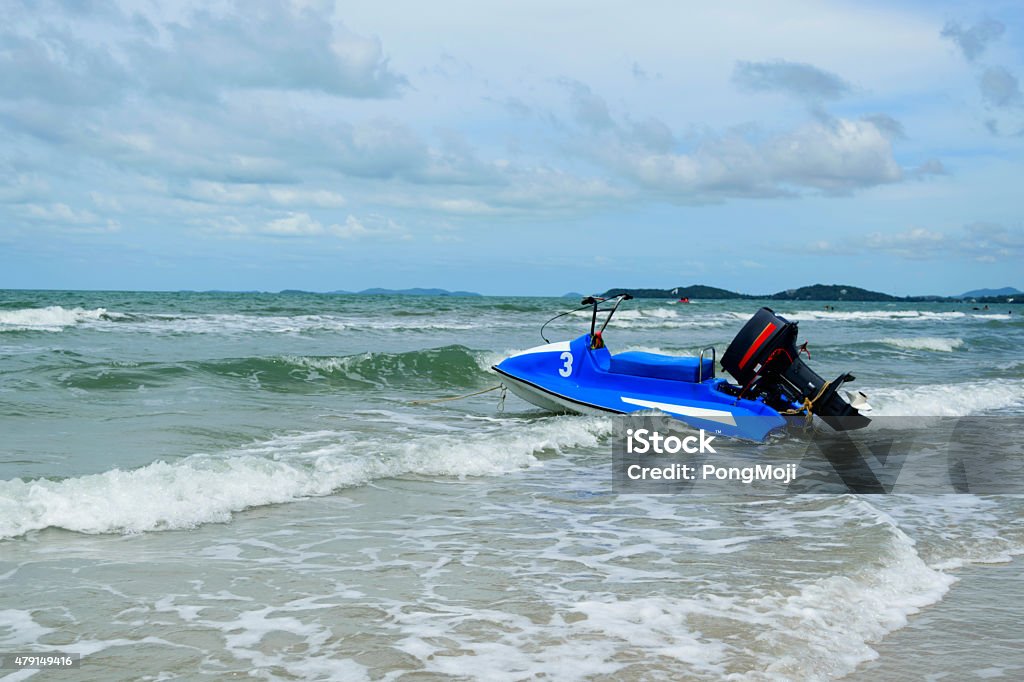 Blue scooter and sea Blue scooter and blue sea and sky 2015 Stock Photo