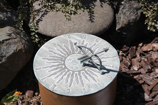 Sundial found in landscaping in the garden