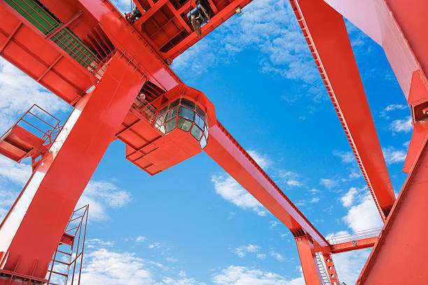 istock Port bridge crane in the blue sky 479154360