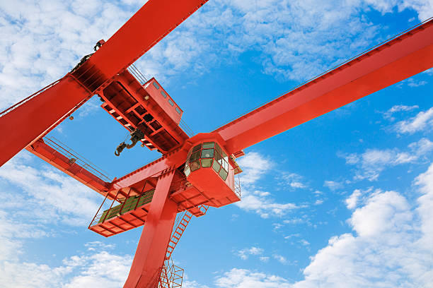 istock Port bridge crane in the blue sky 479155062