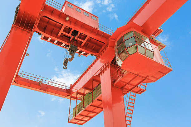 istock Port bridge crane in the blue sky 479157248