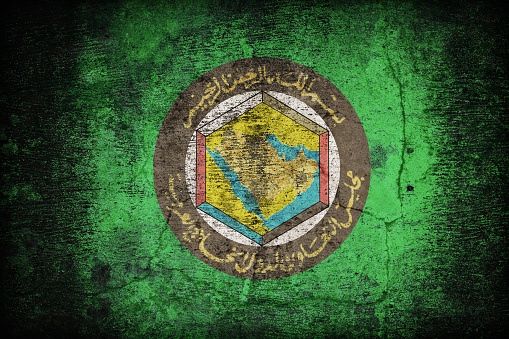 Cooperation Council for the Arab States of the Gulf on dirty old concrete wall texture ,retro vintage style