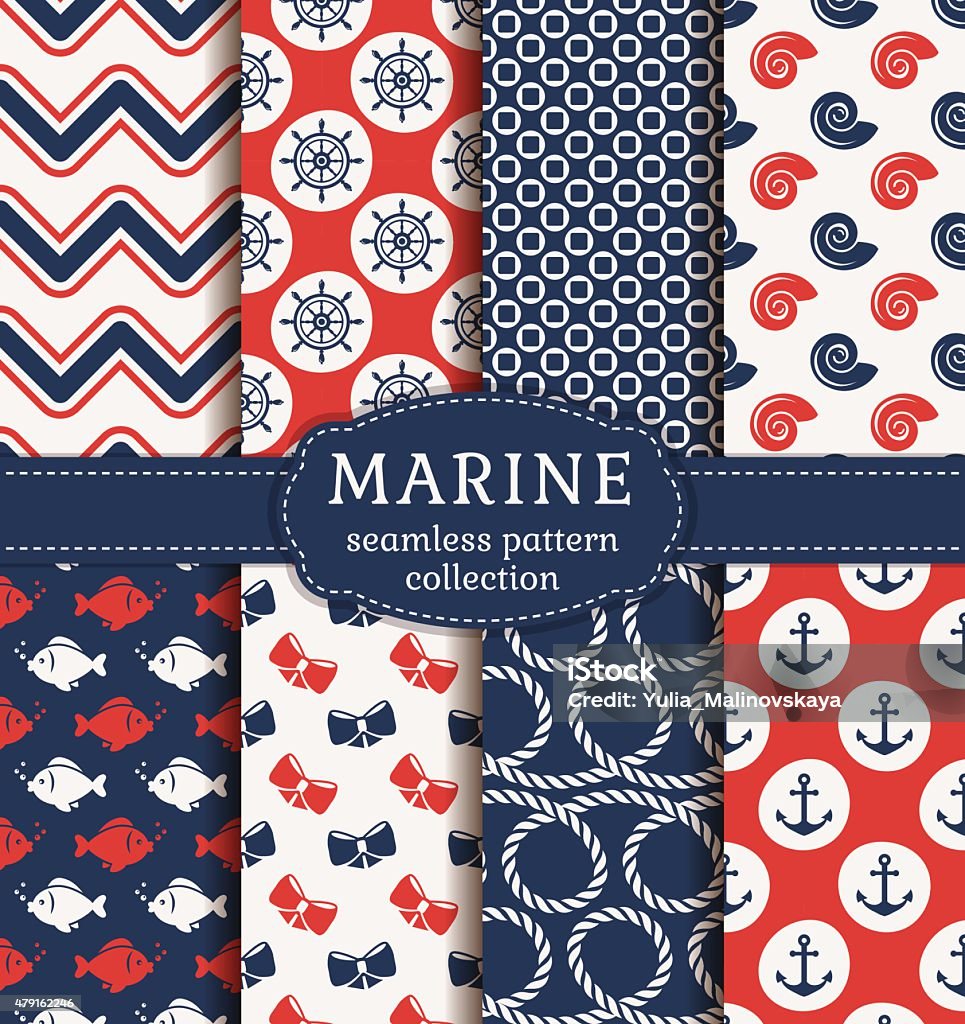Vessels Pattern Sea And Nautical Seamless Patterns Set Stock Illustration - Download ...