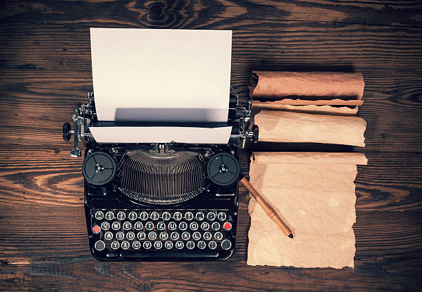 istock Retro typewriter on wooden planks 479162556