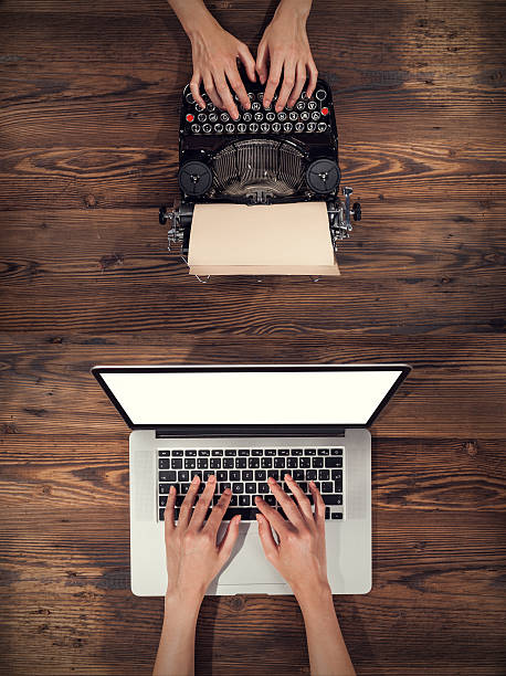 istock Old typewriter with laptop, concept of old and new 479162574