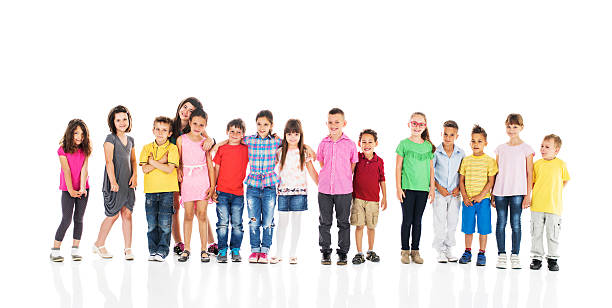 istock Large group of smiling kids isolated on white. 479164838